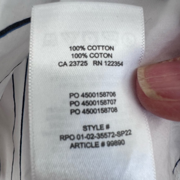 Babaton Oversized Crisp Cotton Bright White with Black/Blue Stripes. Size M. - Picture 8 of 8